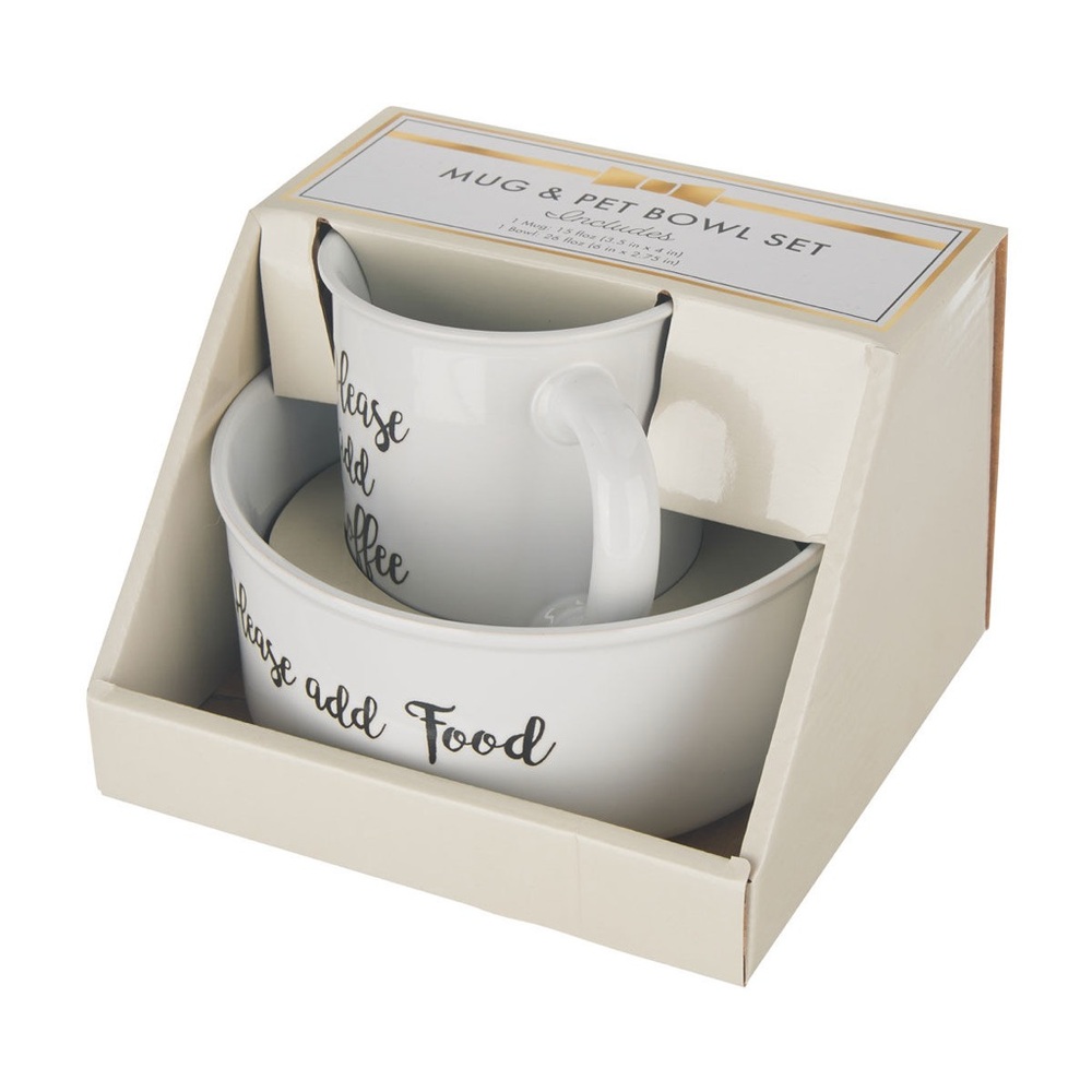White Pet Bowl Set